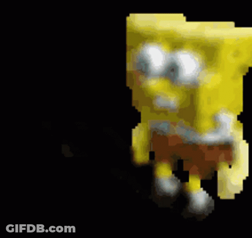 Pixelated SpongeBob SquarePants Standing In Dark GIF