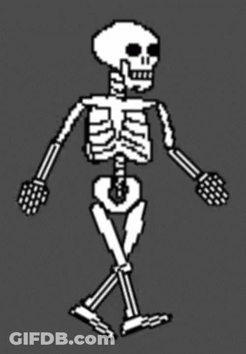 Pixelated Spooky Scary Skeletons Walking GIF