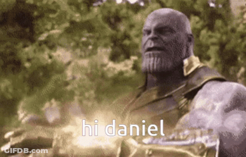 Pixelated Thanos From Avengers Infinity War Saying Hi Daniel GIF