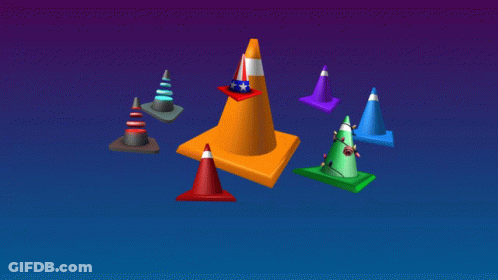 Pixelated Traffic Cone With Black Stripes GIF