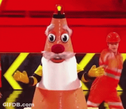 Pixelated Traffic Cone With Black Stripes GIF