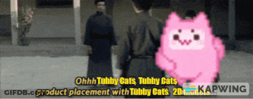 Pixelated Two Men Pink Cat Ohhh Tubby Cats GIF