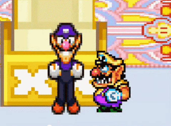 Pixelated Waluigi With Wario Animation GIF