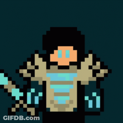 Pixelated Warden Minecraft Holding Sword GIF