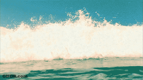 Pixelated Wave Crashing On Beach GIF