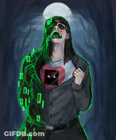 Pixelated Werewolf In Dark Forest GIF
