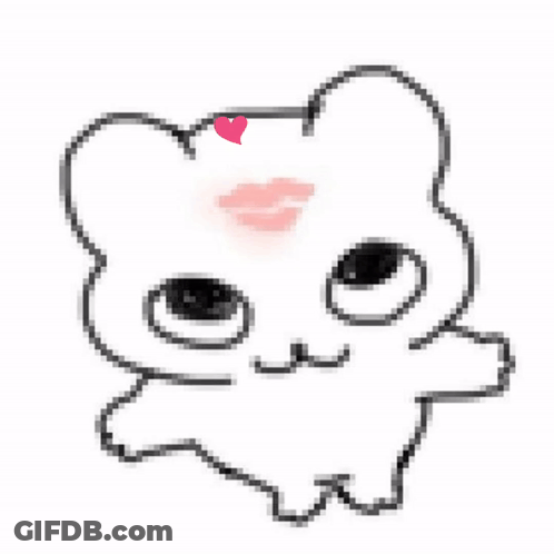 Pixelated White Bear With Pink Heart GIF