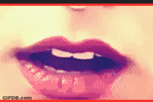 Pixelated Woman Mouth With Red Lipstick And White Teeth GIF