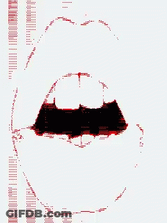 Pixelated Woman's Red Lips With Barcodes GIF