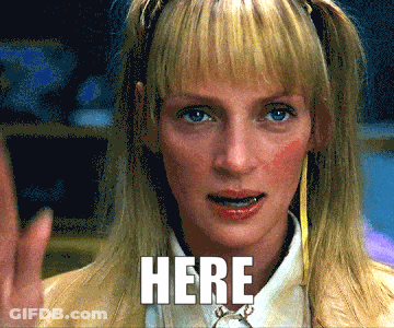 Pixelated Woman Saying Here GIF