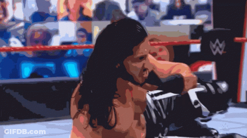 Pixelated Wrestling Match With Letter W GIF