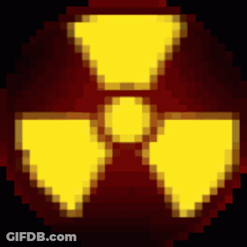 Pixelated Yellow Nuclear Symbol On Red GIF