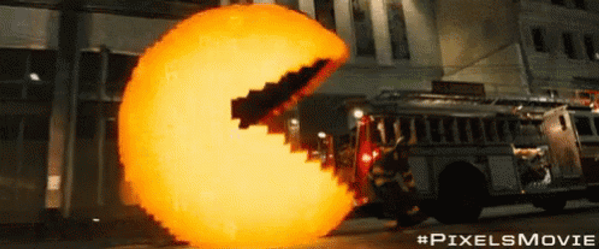Pixels Movie Pacman Doing His Job GIF