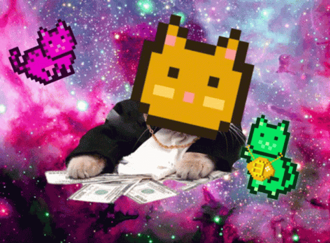 Pixilated Cat Funny Money GIF