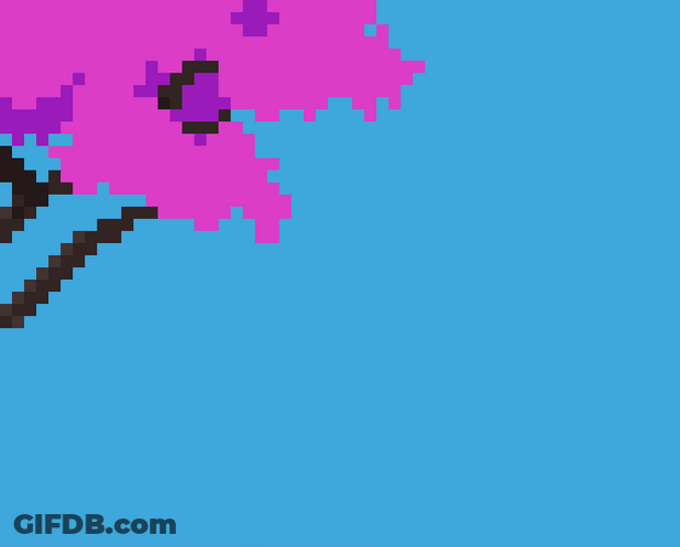 Pixilated Cherry Tree Blown By Wind GIF