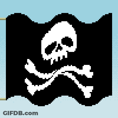 Pixilated Jolly Roger Waving GIF