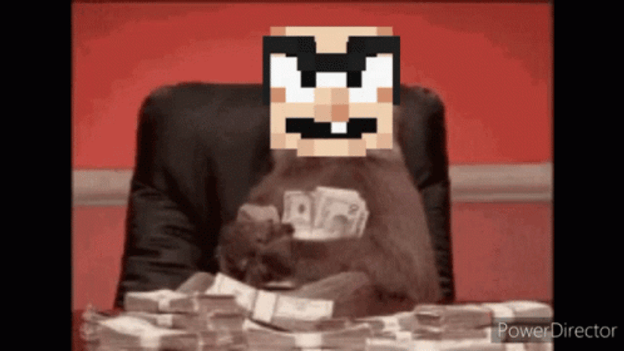 Pixilated Monkey Holding Funny Money GIF