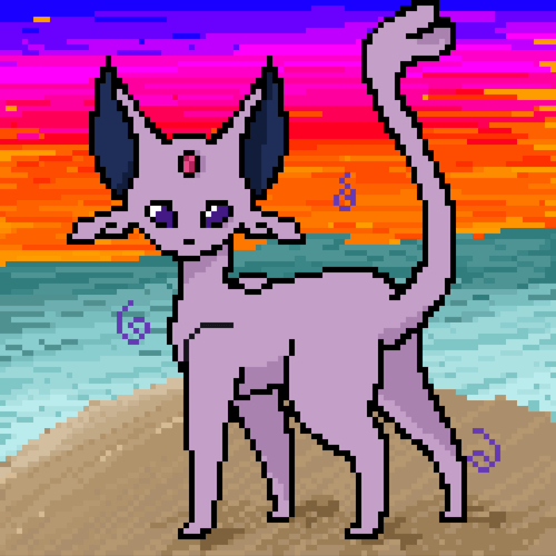 Pixilated Pink Espeon Digital Cartoon GIF