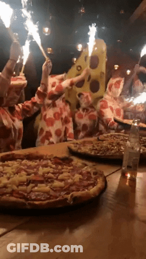 Pizza Costumes At Pizza Party GIF