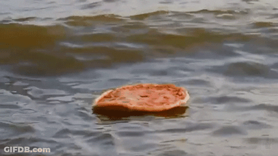 Pizza Waves Floating By The Sea GIF