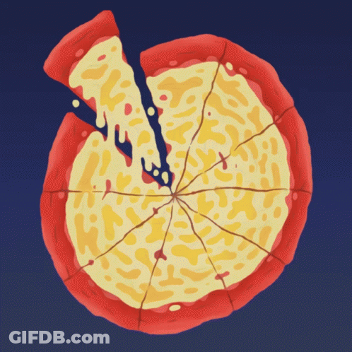 Pizza With Slice Taken Out Dark Blue Background GIF