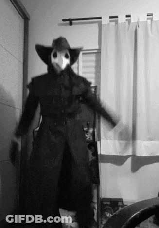 Plague Doctor In Black And White GIF