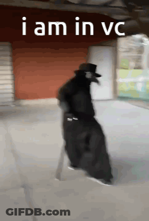 Plague Doctor Walking Down Sidewalk Saying I Am In Vc GIF