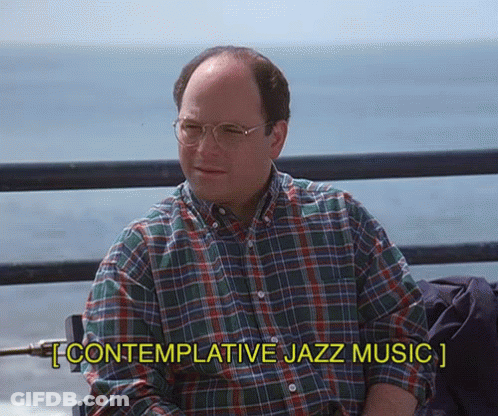 Plaid Shirt Man Contemplative Jazz Music On Railing GIF