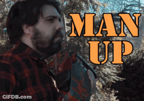 Plaid Shirt Man Holding Gun Saying Man Up GIF