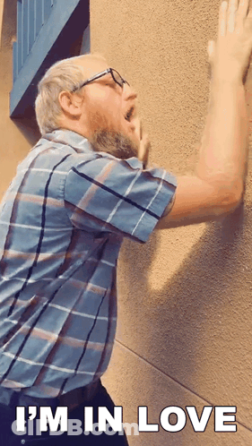Plaid Shirt Man Leaning Wall I'm In Love GIF