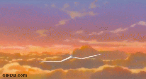 Plane Flying In Sky Saying The Wind Rises GIF