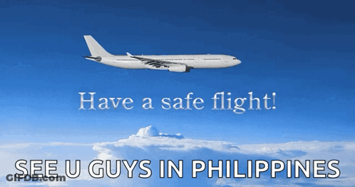Plane Flying In Sky With Have A Safe Flight GIF