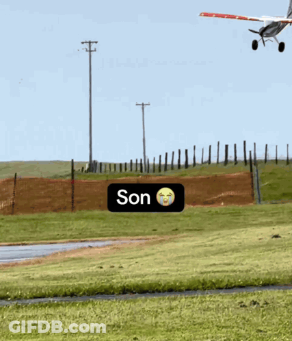 Plane Flying Over Field With Son Sticker GIF
