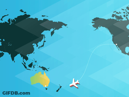 Plane Flying Over World Map GIF