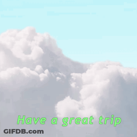 Plane Flying Through Clouds Have A Great Trip GIF