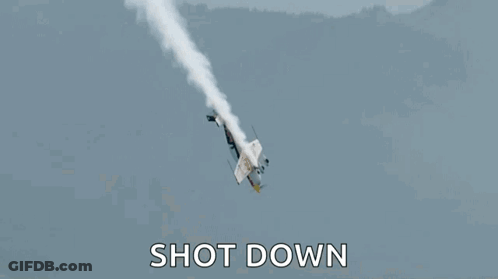 Plane Flying With Shot Down Text GIF
