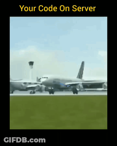 Plane On Runway With Your Code On Server GIF