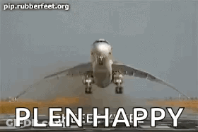 Plane Taking Off Saying Plene Happy GIF
