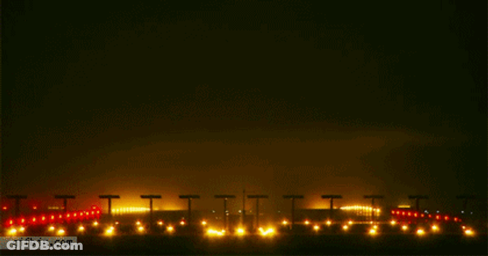 Plane Touch Down Night GIF