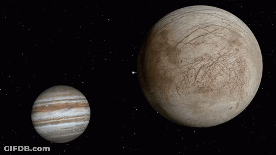 Planet Jupiter And Europa GIF
