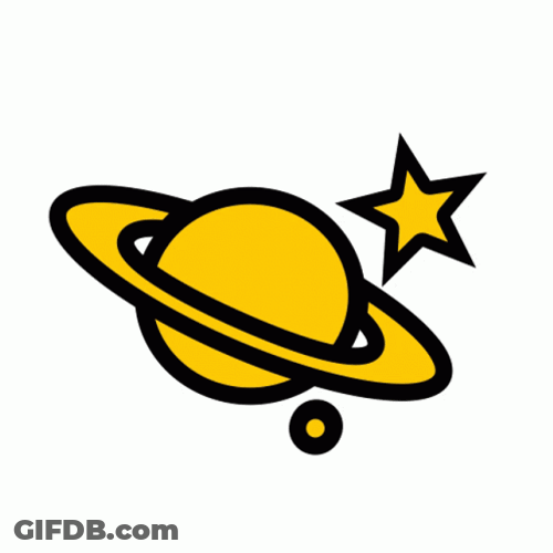 Planet Saturn Clip Art With Star And Moon GIF