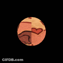 Planet With Face Next To Smaller Planet With Face GIF