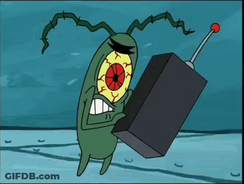 Plankton From SpongeBob Holding Remote GIF