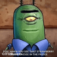 Plankton From SpongeBob With Strawberry Cream Cheese GIF