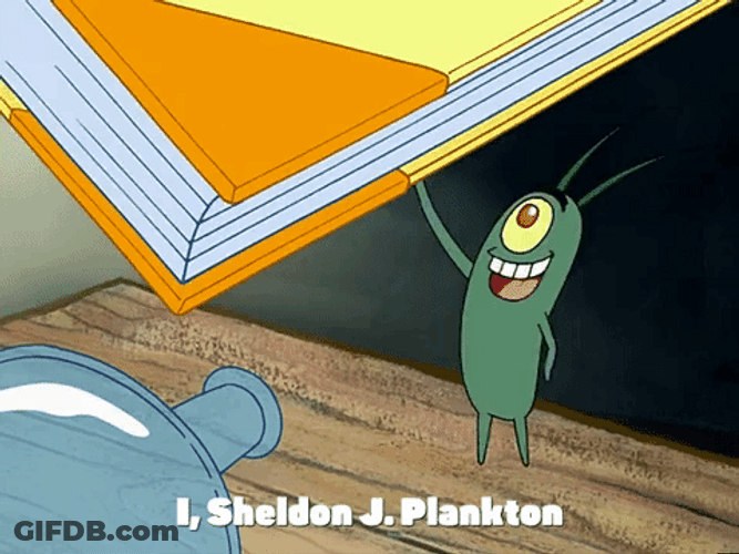 Plankton Holding Book Ahem GIF