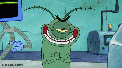 Plankton Smiling With Crossed Eyes GIF