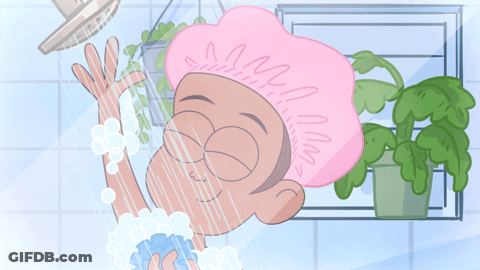 Plant Mom Shower Scrub Time GIF