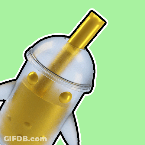 Plastic Cup With Yellow Straw And Bubbles GIF