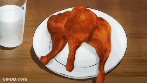 Plate Of Chicken Legs With Glass Of Water GIF