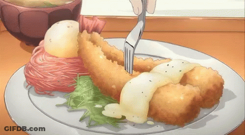 Plate Of Food With Fork GIF